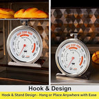 3.5" Oven Thermometer 100-600°F Kitchen Cooking Thermometer Instant Read Stainless Steel Oven Temperature Gauge with Hanger & Base