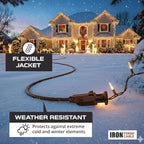 Iron Forge Cable Outdoor Brown Extension Cord 75 ft - 16 Gauge 10 Amp Heavy Duty Brown Outdoor Extension Cords 3 Prong - 16/3 SJTW Great for Outdoor