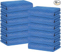 Moving Blankets 12 Packs, Extra Large 80"x72" Furniture Moving Pads, Reusable Packing Blankets, Professional Quilted Furniture Shipping & Storage Pads for Couch Desk Cabinet Appliances, Blue and Black