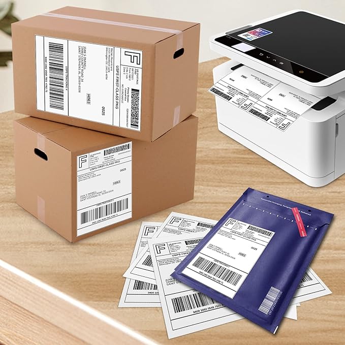 SJPACK 6000 Half Sheet Laser/Ink Jet Shipping Labels Mailing Blank White Labels