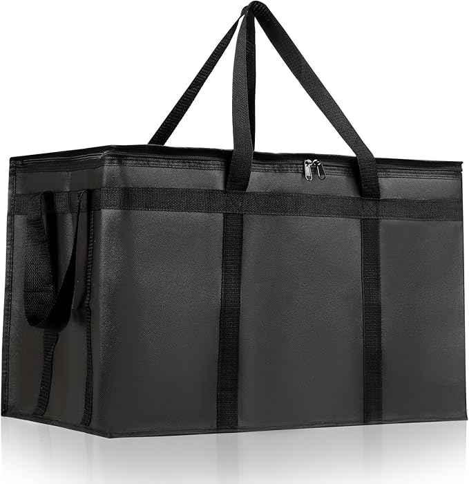 Insulated Bags for Food Delivery, XXXL Pizza Delivery Bags for Hot and Cold Food, Large Capacity Reusable Cooler Bag Keep Food Warm for Grocery Shopping and Catering, Doordash, Travel