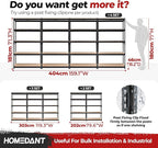 HOMEDANT 5-Tier Laminated Boltless Heavy Duty Metal Shelving Unit Adjustable Garage Storage Utility Rack Shelves Organization Multipurpose Shelf Warehouse Industrial (4, (L) 39.8" W, Black)