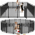 Dog Fence Outdoor Indoor, 47 Inch Height 16 Panels Dog Playpen for Large/Medium/Small Dogs Metal Dog Pen for Yard Camping and RV | Black-Silver