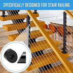 Helffer 50 Pack 1/4" ID Black Angle Beveled Washers for Cable Railing, Stainless Steel 30 Degree Washers for 1/8" 3/16" 5/32" Stair Deck Cable Railing Kits