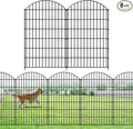 Metal Garden Fence 48in (H) x 20.3ft (L), 8 Panels + 9 Stakes Dog Fence Border Fence Animal Barrier, No Dig Garden Fencing for Yard Flower Bed Lawn Patio Outdoor, CTW4808 Black