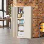 Greenvelly Metal Garage Storage Cabinet with 2 Doors and 4 Adjustable Shelves, 72”H Steel Lockable Storage Cabinet,Tall Metal Cabinet Locking File Cabinet for Office,Home, Garage, Gym, School