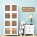 Large Clear Stackable Storage Bins with Lids, 942QT-157QT*6Tier Foldable Cabinet for Closet Organizers, Plastic Storage Box with Wheels White