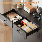 Metal Storage Cabinet with 2 Drawers and Shelves,36"H Locking Kitchen Storage Cabinets,Adjustable Shelf File Cabinet with Doors for Home Office, Garage,Laundry Room,Basement,Utility Room-Black