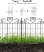 10 Panels No Dig Decorative Outdoor Garden Fence with Gate, 32 in(H) X 23.6 ft(L) Animal Barrier Fencing, Rustproof Portable Fence, Temporary Dog Fence Outdoor for Yard, Outside, Backyard