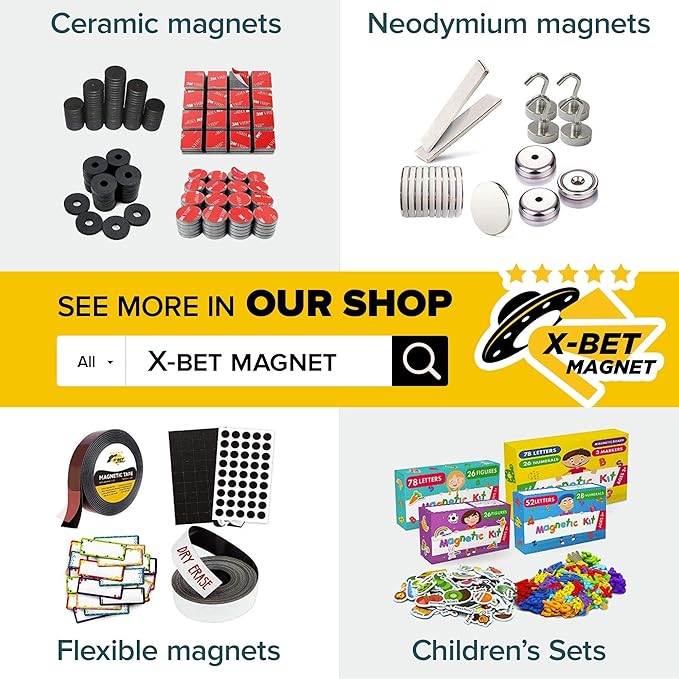 X-bet MAGNET Magnetic Strips - 1 Inch x 25 Feet Magnetic Tape Roll - Blank Write On Magnets - Sticky Labels and Stickers - Writable Flexible Magnet Sheet for Whiteboards, Refrigerator and Crafts