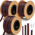 Pangda 300 Feet 1/4, 1/2, 3/8 Inches Wire Loom PET Expandable Braided Sleeving Braided Sleeve for TV, Computer, Home Theater (Black Red)