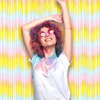 3 Pack 3.3 x 8.2 ft Pastel Rainbow Foil Fringe Backdrop Curtains, Tinsel Streamers Birthday Party Decorations, Fringe Backdrop for Graduation, Baby Shower, Gender Reveal, Disco Party