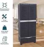 Sunnydaze Lockable Storage Cabinet - Indoor or Garage Storage Cabinet with 3 Adjustable Shelves - 57.5" H - Garage, Office, Home, Laundry Room - Shadow