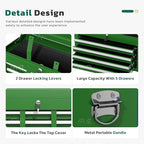 Greenvelly Tool Chest, 5-Drawer Rolling Tool Chest with Hooks and Lockable Wheels,Metal Storage Detachable Top Tool Box with Lockable Wheels for Garage,Workshop,Art Studio(Green)
