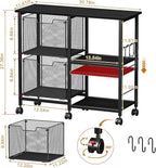 2 Drawer File Cabinet, Lateral Filing Cabinet, Rolling Printer Cabinet Cart with Open Storage Shelf, Office Storage with Wheels, Home Furniture, Black