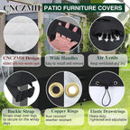 Heavy Duty Patio Furniture Covers Waterproof, 600D Outdoor Furniture Cover Waterproof for Sectional Sofa Couch, Outdoor Dining Table and Chair Set Covers 52''L x 22''W x 35''H, Black