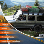 Heavy Duty Cargo Net for Pickup Truck Bed - 5' x 7' Stretches to 15' x 21' - Sturdy Latex Bungee Net Mesh - with 12 Metal Carabiners - Truck Bed Accessories for Dodge RAM, Ford, Chevy, Toyota