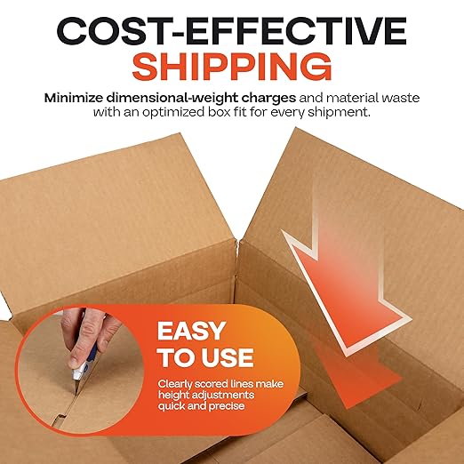 Multi-Depth Corrugated Shipping Boxes, 14"L x 12"W x 6"H, Pack of 5 - USA-Made Boxes for Moving, Storage & Small Business Packaging - Heavy-Duty Cardboard Bines for Household & Office by IDL Packaging