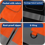 BeautyWill Custom Safety Vest Customized Logo Class 2 High Visibility Reflective Vest with Pockets Construction workwear