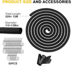 Cord Protectors from Pets No Chew, Ultra Durable Wire Protector Cord Covers for Pets, Flexible Cable Sleeve Cord Management for TV/Computer/Electric Wires/Phone Charging Cables (1/2"-50Feet)
