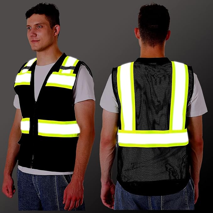 ProtectX 6 Pockets High Visibility Safety Vest for Men Women Class 2 Reflective Hi Vis Work Construction Vest