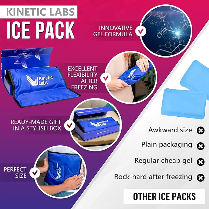 Large Ice Packs for Injuries Reusable - Ice Pack for Back Pain Relief (11x14.5) - Gel Ice Pack for Knee, Shoulder, Back, Hip