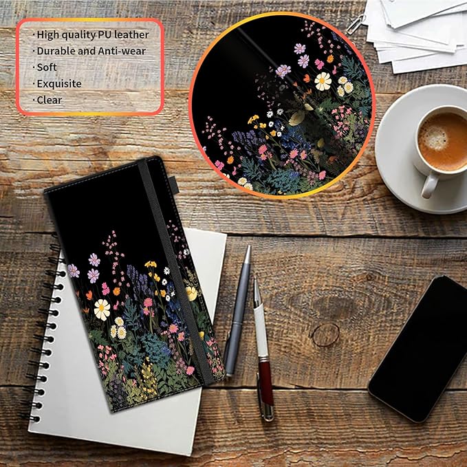Car Registration and Insurance Holder,Leather Vehicle Glove Box Organizer Wallet for Document,Perfect for any Car,Truck,Motorcycle,Driver License,Trailer or Boat,Men & Women,Midnight Flowers