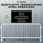 Angry Bull Barricades Metal Interlocking Steel Barricade (8.5 Ft. Heavy Duty, Bridge Feet, White Powder Coated, Set of 20)