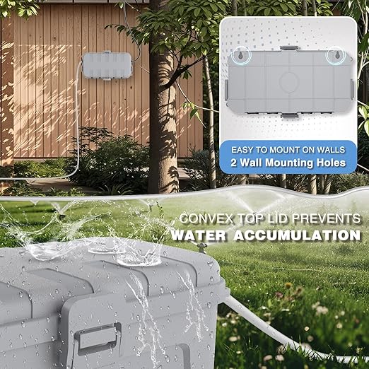 Flemoon [2 Pack] Outdoor Electrical Box Waterproof, Medium Weatherproof Electrical Box (11.5x5.2x4 inch) w/6 Cable Entry Ports, Extension Cord Cover for Power Strip, Plug, Holiday Light, Light Grey