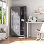 72" Tall Employees Locker with Shelves and Hooks 6 Doors Steel Sports Locker for Office Home Bedroom School Gym Garage, Metal Staff Locker Locking Storage Lockers,Grey