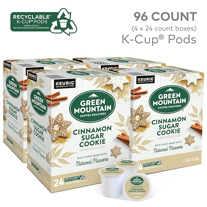 Green Mountain Coffee Roasters Cinnamon Sugar Cookie Keurig Single-Serve K-Cup Pods, Light Roast Coffee, 96 Count