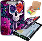 Clipboard with Storage,Heavy Duty Plastic Storage Clipboard with Low Profile Clip,Teacher Must Haves,Office Supplies,Skeleton Rose Flowers