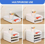 Letter Tray, Set of 2 Office Organization and Storage, PET Letter Tray Desk Organizer, Stackable Document Organizer for Notes, Pens, File Paper, Desk, White