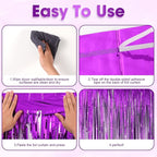 3 Pack 3.3x8.2 Feet Purple Foil Fringe Backdrop Curtains, Tinsel Streamers Birthday Party Decorations, Fringe Backdrop for Graduation, Baby Shower, Gender Reveal, Disco Party