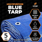 Better Blue Poly Tarp 10' x 10' - Bulk Full Pallet (840 Pack) Multipurpose Protective Cover - Lightweight, Durable, Waterproof, Weather Proof - 5 Mil Thick Polyethylene - by Xpose Safety