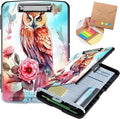 Clipboard with Storage,Storage Clipboard with Pen Holder,Heavy Duty Plastic Storage Clipboard with Low Profile Clip, Clipboard Folder, Teacher Must Haves, Office Supplies,owl Rose Flowers