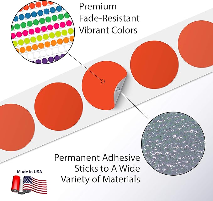 Kenco Color Coding Circle Dot Sticker Labels on a roll (Bright Yellow, 2 INCH 500 Stickers)