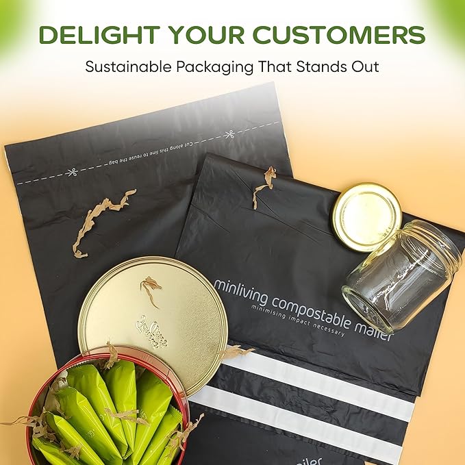 Mailing Pouches 10x13 inch - Plant-Based Materials, Double Seal Closure, Tear Resistant, Extra Thick Design - 50 Reusable Shipping Bags