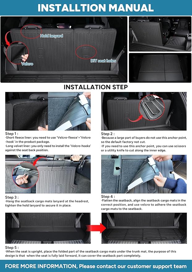 Hutisya-Floor Mats & Cargo Liner with Backrest Set Fit for Mazda CX-5 2023-2025 All Weather Protection Anti-Slip & Durable TPE Full Set Liners Automotive Accessories-Black