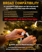 Y-Splitter for Govee Permanent Outdoor Lights, Waterproof Y-Connector Extension Cord Compatible with Govee 3Pin H705A/B/C, Expand Holiday Lighting for Christmas, New Year, Roof, 1 Male to 2 Female