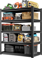 48" W Garage Storage Shelves 2500LBS Heavy Duty Garage Shelving 5 Tier Adjustable Shelving Unit Metal Storage Rack for Basement Warehouse Supermarket 23.6" D x 47.2" W x 72" H