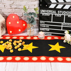 2 Pcs 13 x 72 Inch Movie Night Table Runner with Gold Star Design - Movie Night Black Carpet Decoration for Birthday Party Supplies （Black）