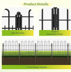 Bepatio Decorative Garden Fence Animal Barrier with Gate, 11.8in (H) x 16ft (L) 10 Panels Dog Fence Outdoor for Yard, Heavy Duty Metal Fence Border, Flower Bed, Easy Setup, Black