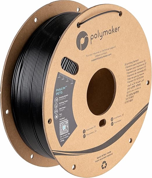 Polymaker PolyLite Black 3D Printer PETG Filament 1.75mm 1kg, Legacy PETG Formula, +- 0.03mm Dimensional Accuracy, Reliable Everyday Filament, Strong Layer Bonding, Compatible with Most 3D Printers