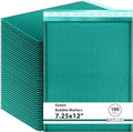 Green 7.25x12 Inch Poly Bubble Mailers #1 | Self Seal Padded Envelopes | Air Cushioned Bubble Mailer | Usable Size 7.25x11 Inch | 100 Pack Bulk | Waterproof | Lightweight Mailing Shipping Bags