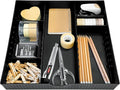 CAXXA 3 Slot Drawer Organizer with 4 Adjustable Dividers - Junk Drawer Storage for Makeup & Vanity, Office Desk Supplies and Accessories (BLACK, 1 PACK)