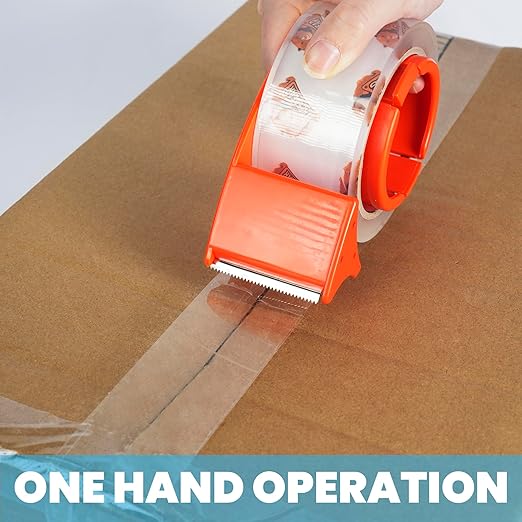 TAPEBEAR Packing Tape with Dispenser, 2.7mil Thick, 1.88" x 55yd Storage Packaging Tape 12 Rolls Heavy Duty Tape Refills Clear Adhesive Box Tape Long Lasting for Sealing, Moving, Shipping