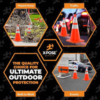 Xpose Safety 28 Inch Orange Traffic Cones with 6" & 4" Collars, 12-Pack - Multipurpose PVC Plastic Safety Cone for Parking, Soccer, Caution, Kids and Construction - DOT Approved