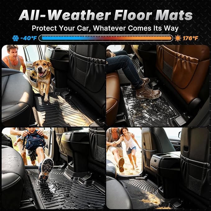 OEDRO Floor Mats Fit for 2010-2017 Chevrolet Equinox/2010-2017 GMC Terrain, All-Weather Car Floor mats TPE Custom Fit Front & 2nd Seat 2 Row Liner Set, Black