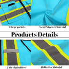 Safety Vest Reflective High Visibility with 5 Pockets ＆Zipper Class 2 Adult Unisex Construction Security Workwear